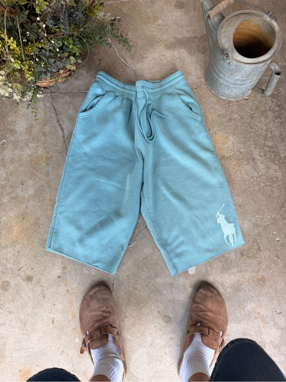 just be Light Teal Men’s Polo Player Logo Sweat Shorts